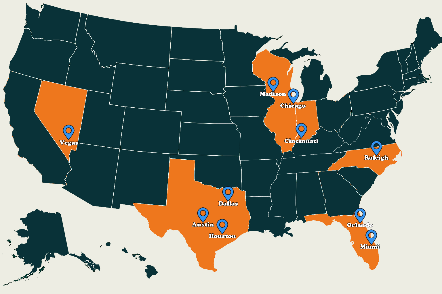 B&A American Group US Delivery Coverage Map